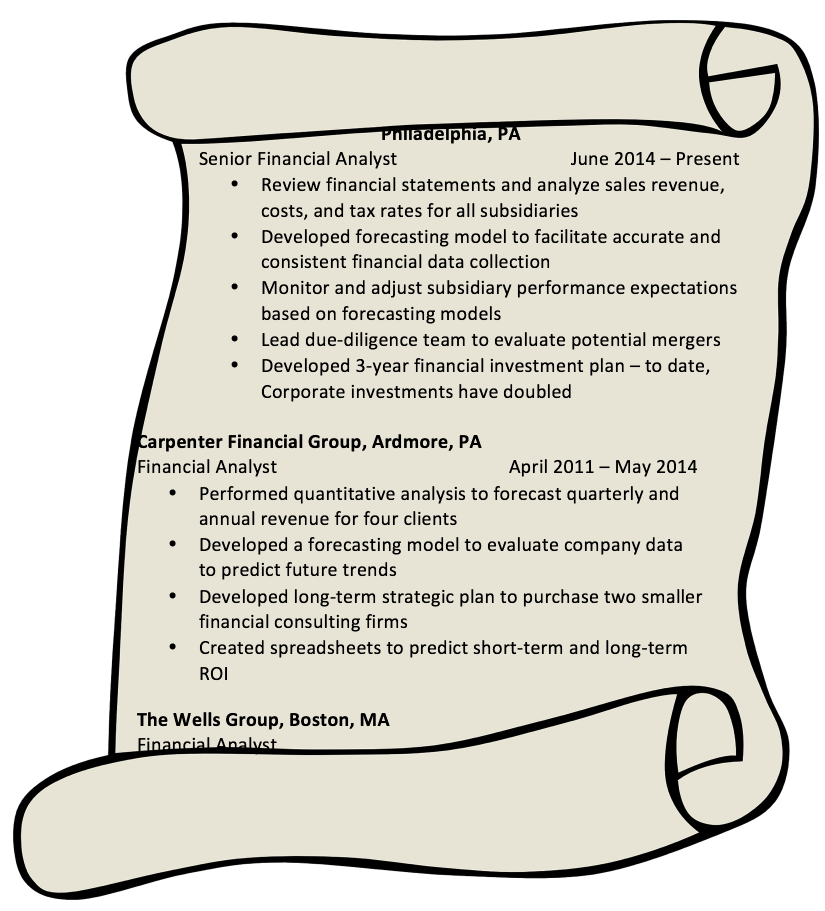 Image of a scroll-looking resume